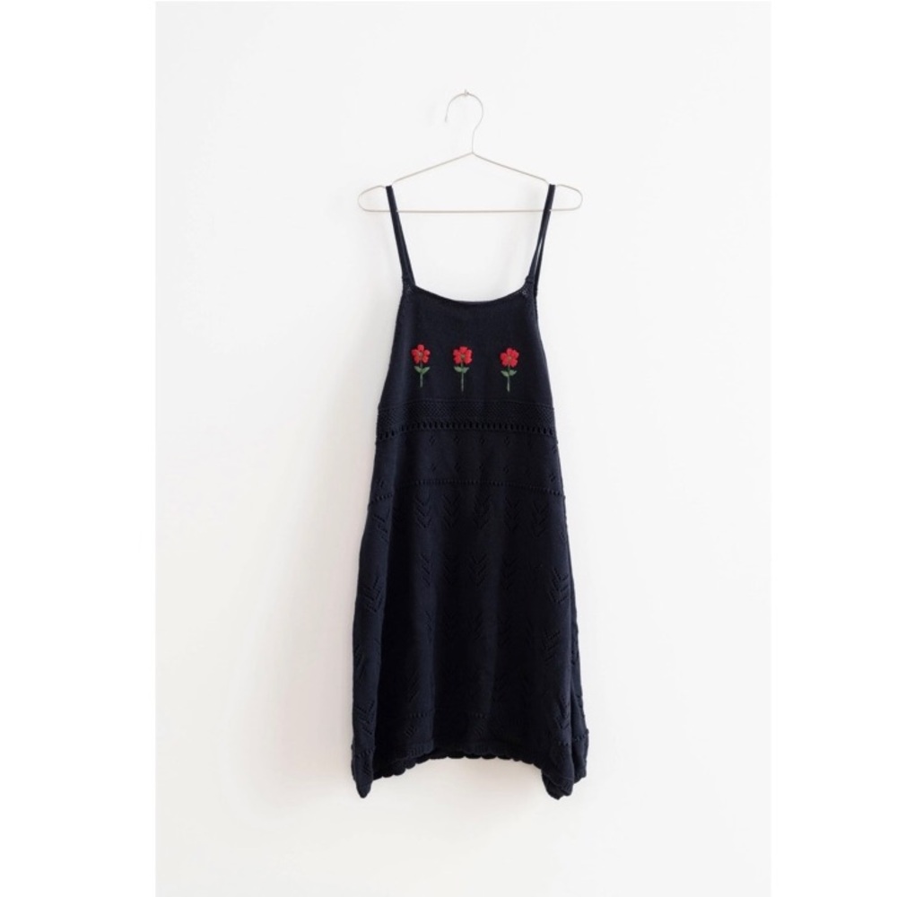 Fish and kids Navy Knitted Straps Flowers Dress